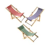 WHAMVOX 3pcs Mini Folding Wooden Beach Chairs for Dollhouse Portable Compact Deck Chairs with Detailed Craftsmanship Solid Wood Space Saving Foldable Design for Outdoor Scene Decoration