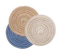 WHAMVOX 3Pcs Miniature Doll House Rugs Set - Beige, Brown, Blue Small Floor Mats for Dollhouse Accessories, Mini Furniture Decorative Carpets for Micro Landscape and Room Decor