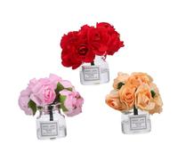 WHAMVOX 3pcs Miniature Glass Flower Vases with Rose Ornaments Nordic Style Dollhouse Accessories for Collectors and Model Enthusiasts for Desk Decoration and Gift