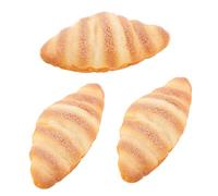 WHAMVOX 3pcs Realistic Artificial Croissant for Display Faux Bread Simulation Food Decor with Authentic Texture Lightweight Bakery Props for Photography Kitchen Restaurant and Window