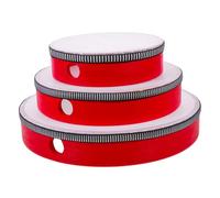 WHAMVOX 3pcs Red Wooden Tambourine Handheld Drum Set for Children, Musical Percussion Instrument to Cultivate Hands-on Skills and Develop Hearing, for Parent-child Communication