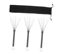 WHAMVOX 3pcs Stainless Steel Drum Brushes Set with Drawstring Bag Retractable Brushes for Jazz Acoustic Drums Ergonomic Grip for Comfortable Playing