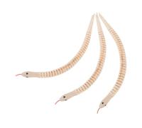 WHAMVOX 3pcs Unfinished Wooden Snake Modeling Flexible Natural Wood Animal Crafts for Creative Learning Educational Year Old Boys
