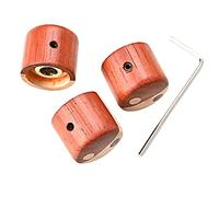 WHAMVOX 3pcs Wood Guitar Knobs Set Copper Ring Inlay, Tone and Volume Control Potentiometer Caps for Electric Guitar and Bass, Hardwood Maple and Rosewood Replacement Accessories