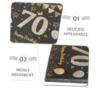 WHAMVOX 40pcs 70th Birthday Party Supplies Happy Birthday Paper Napkins Anniversary Wedding Party Favors Paper Napkins Anniversary Black