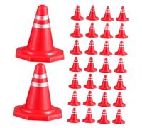 WHAMVOX 40pcs Traffic Cones for Sand Tables Red Plastic Roadblocks with Traffic Signs Educational Micro Landscape Model for Learning and Family Entertainment