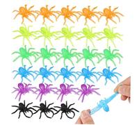 WHAMVOX 48 Pcs Halloween Stretchy Spider Realistic Small Fake Spiders for Party Favors Pinata Fillers Prank Decorations Lightweight Portable Halloween Decoration Props