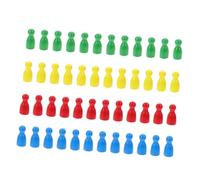 WHAMVOX 48pcs Wooden Human Shape Flight Chess Pieces for Adults Smooth Surface Chessmen in Red Yellow Blue Green Educational Board Game Accessories for Logic Development and Skills