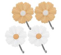 WHAMVOX 4pcs Adhesive Wall Hooks Small Daisy Shape Decorative Coat Hooks for Boys and Girls Backpack Bathroom Hanging, Strong Sticky Wall Storage Hangers for Home Organization Random Color