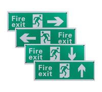 WHAMVOX 4pcs Alloy Emergency Exit Signs with Hanging Clear Directional Fire Safety Indicators for Business Public Supermarket Use Easy Installation Visible Guidance Compliance