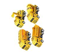 WHAMVOX 4pcs Friction Powered Pull Back Truck for Small Plastic Construction Vehicle Models Push Cars Safe Material Educational Digger and Tractor for Birthday