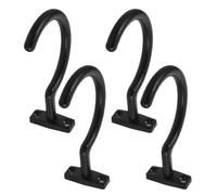 WHAMVOX 4pcs Metal Billiard Cue Hangers with Wear-resistant Hooks for Snooker Rod Storage Under-table Pool Table Stick Holders with Versatile Mounting Black Finish Cue Rack for Home Bar