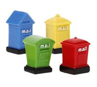 WHAMVOX 4pcs Miniature Resin Mailbox Ornaments Tiny Post Box Sculptures for Dollhouse Sand Table Micro Landscape Garden Decorations
