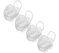 WHAMVOX 4pcs Miniature Stroller Ironwork Dollhouse Pram Accessories Realistic White Mini Stroller for Pretend Play and DIY Dollhouse Decorations