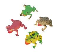 WHAMVOX 4PCS Plastic Frog Prank with Lifelike Sound for Adults Fun Squeeze Toad Models Safe Material Party Trick Props Mixed Patterns