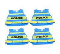 WHAMVOX 4pcs Police Vest Costume Lightweight Breathable Fabric Pretend Play Outfit for Halloween Birthday Party School Events
