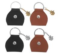 WHAMVOX 4pcs PU Guitar Pick Case with Keyring Portable Pick Holder Bag for Bass Mandolin Scratch-Resistant Organizer for Travel and Everyday Use Lightweight Keychain Storage for Musicians