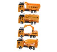 WHAMVOX 4Pcs Pull Back Car Plastic Friction Powered Vehicles for No Battery Required Smooth Surface Safe Play Vehicle Models for Boys