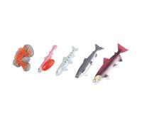 WHAMVOX 4Pcs Salmon Growth Simulation Model Educational Cognitive Set for Realistic Miniature Sea Animal Figures Learning Aid for Early Childhood Development Random Color