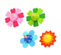 WHAMVOX 4pcs Wooden Flower Shape Gyro for Hand-eye Coordination Educational Plaything Natural Wood Material Sensory Spin Gear for