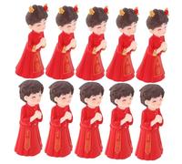 WHAMVOX 5 Pairs Micro Landscape Decoration Chinese Wedding Doll Decoration Cake Figurine Happy Couple Wedding Figurines Chinese Party Cake Topper Pvc Red