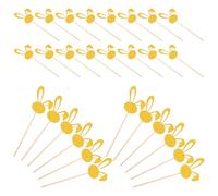 WHAMVOX 50PCS Glitter Bunny Ear Cupcake Toppers for Easter Shower Reusable Rabbit Ear Cake Picks for Birthday Party Dessert Decoration
