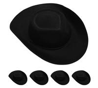 WHAMVOX 5pcs Cowgirl Hats Adjustable Fit Black Cowboy Caps for Boys Western Dress Up Party Accessories