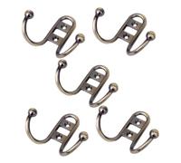 WHAMVOX 5Pcs Double Prong Wall Hooks in Antique Green Multipurpose Coat and Clothes Hangers for Kitchen Bathroom Wardrobe Rust Resistant Simple Wall Mounted Hooks