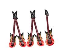 WHAMVOX 5pcs Inflatable Flame Guitar with Safety Valve Realistic Rock Star Props for Music Education Party Decorations and Costume Accessories