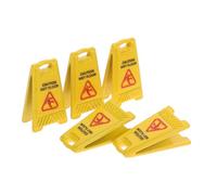 WHAMVOX 5pcs Mini Dollhouse Wet Floor Signs Realistic Safety Warning Caution Slippery Floor Signs Educational for Creative Role Play and Decorative Scenes