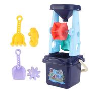 WHAMVOX 5pcs Parent Interactive Beach Set with Hourglass Sand Rake and Bucket Mixed Color Sand Playing for Beach Fun