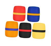 WHAMVOX 5pcs Thickened Microphone Windscreen Sponge Covers with Colour Rings for Noise Reduction and Wind Protection Suitable for Handheld Microphones Random Color