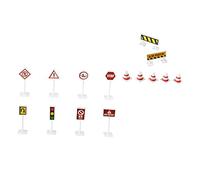 WHAMVOX 6 Sets Road Sign Models with Traffic Barricades and Lights Realistic Material Early Education Traffic Scene Accessories for Cooperative Pretend Play