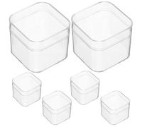 WHAMVOX 6pcs Candy Box Square Plastic Small Storage Box Lids Mini Bead Holder for Christmas Wedding