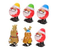 WHAMVOX 6pcs Christmas Wind-up Reindeer Snowman Clockwork Figurines Plastic Cartoon Playthings for Holiday Party Favors Classroom Rewards and Interactive Fun