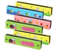 WHAMVOX 6pcs Double Row Diatonic Harmonica for Beginners Cute Cartoon Design Mouth Organ Musical Instruments for Music Enlightenment and Party Favors