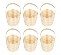 WHAMVOX 6pcs Hand-woven Woven Bamboo Easter Egg Storage Baskets in Beige, Synthetic Material with Natural Curve, for Storing Easter Eggs and Fresh Flowers in Modern Farmhouse Or Rural