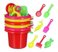WHAMVOX 6pcs Mini Beach Bucket Set for - Small Plastic Sand Buckets with Shovels and Rakes for Outdoor Play, Suitable for Boys at The Beach Or Sandbox