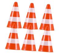 WHAMVOX 6pcs Portable Traffic Cones for Road Barrier and Sports Use High Visibility Orange PE Warning Cones for Construction Parking Safety and Event Management
