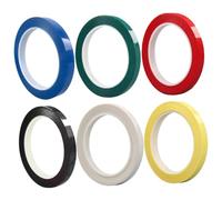 WHAMVOX 6pcs Violin and Cello Fingerboard Tape Stickers, Colorful Vinyl Finger Position Guides for Beginner Practice, Sturdy Adhesive Strips in White, Red, Green, Black, Blue, and Light