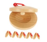 WHAMVOX 6pcs Wooden Rhythm Castanets for Boy Girl Fine Motor Skill Development Musical Instrument Schima Superba Design for Educational Play