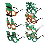 WHAMVOX 7pcs Shamrock Sunglasses for Saint Patrick's Day Irish Festival Costume Accessories Includes Green Leprechaun Hat Glasses Various Fun Styles for Interactive Photos