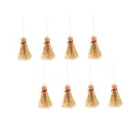 WHAMVOX 8 Pcs Mini Red Rope Broom Dollhouse Accessories Large Lightweight Handmade Miniature Brooms for Fairy Garden Micro World Grocery Store Decor
