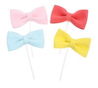 WHAMVOX 8pcs Colorful Bowknot Cake Decorative Props Lightweight Bow Cake Ornaments with Proper Stick Party Dessert Decor