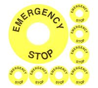 WHAMVOX 8pcs Emergency Stop Button Safety Ring Sticker Yellow Pvc Warning Decal for Push Button Switch Replacement
