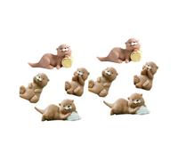 WHAMVOX 8pcs Mini Resin Otter Figurines Fade-resistant Micro Landscape Decor for Birthday Table Centerpiece Themed Scenes Home Office Decoration