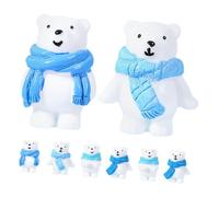 WHAMVOX 8pcs Miniature Resin Bear Figurines Iceberg and Scarf Winter Decor Diy Snow Landscape Decorations for Christmas Party and Birthday