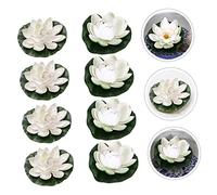 WHAMVOX 8pcs Simulated Floating Lotus Flowers and Lily Pads Realistic White Water Lilies for Decoration Aquarium Wedding and Party Home Decor