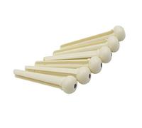 WHAMVOX Acoustic Guitar Bridge Pins 6pcs Ebony Inlaid Replacement Parts White Bone Brass Pin Puller for Guitarists Bass Guitar Ukulele Standard Size