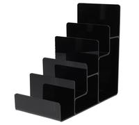 WHAMVOX Acrylic Wallet Holder with Multi-layer Ladder Shape Stand, Black Countertop Display Rack for Home and Shopping Malls, Desktop Wallet Bracket with Angled Design